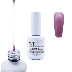 Rubber Base Pink Glitter 15ml | Rubber Base de Wemmi